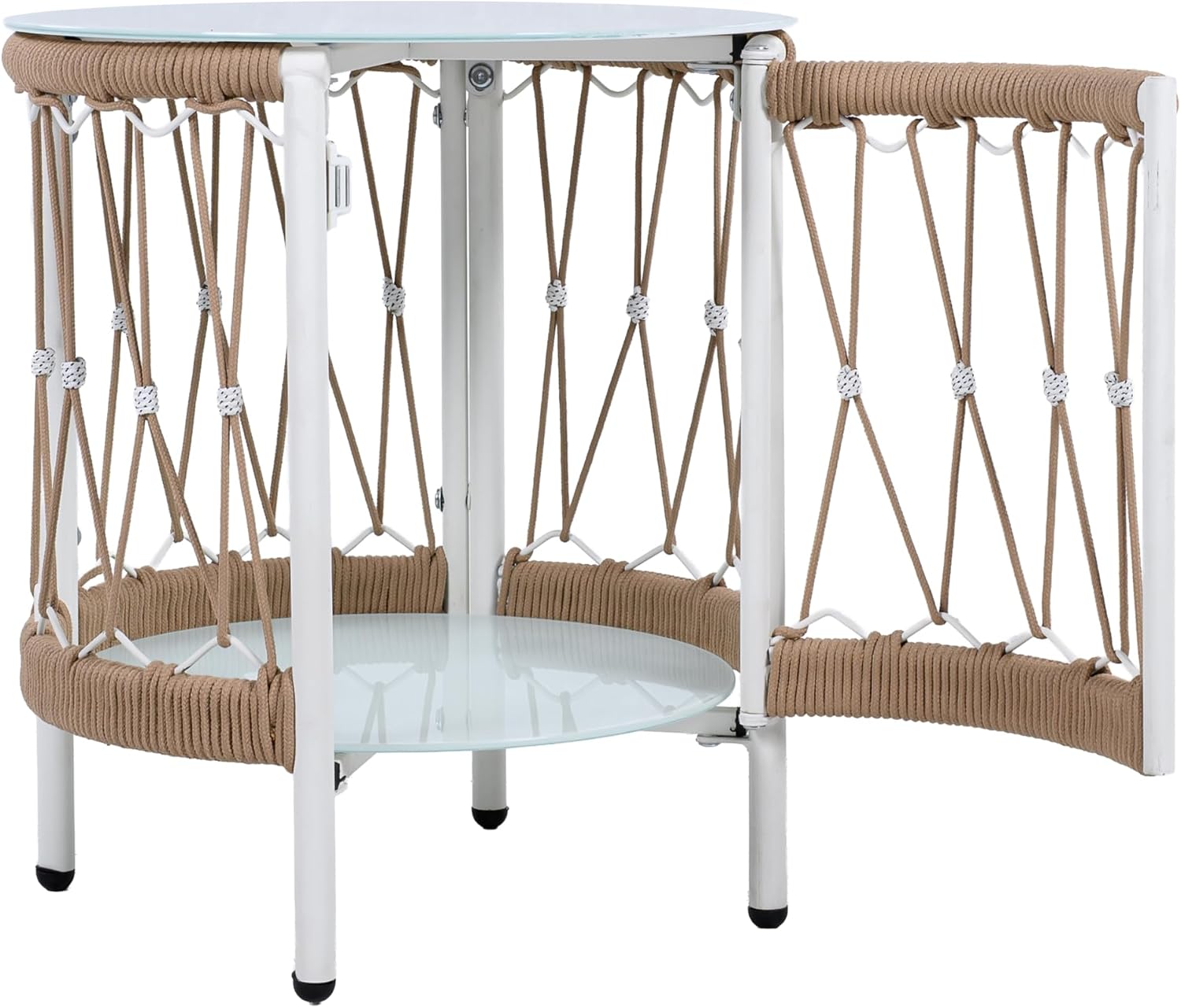 Christopher Knight Home Janna 3-Piece Bohemian Outdoor Patio Furniture Set, Set of 2 Swivel Lounge Chairs with Cushions & Glass Top Side Table, Patio Conversation Set for Garden, Beige + Natural