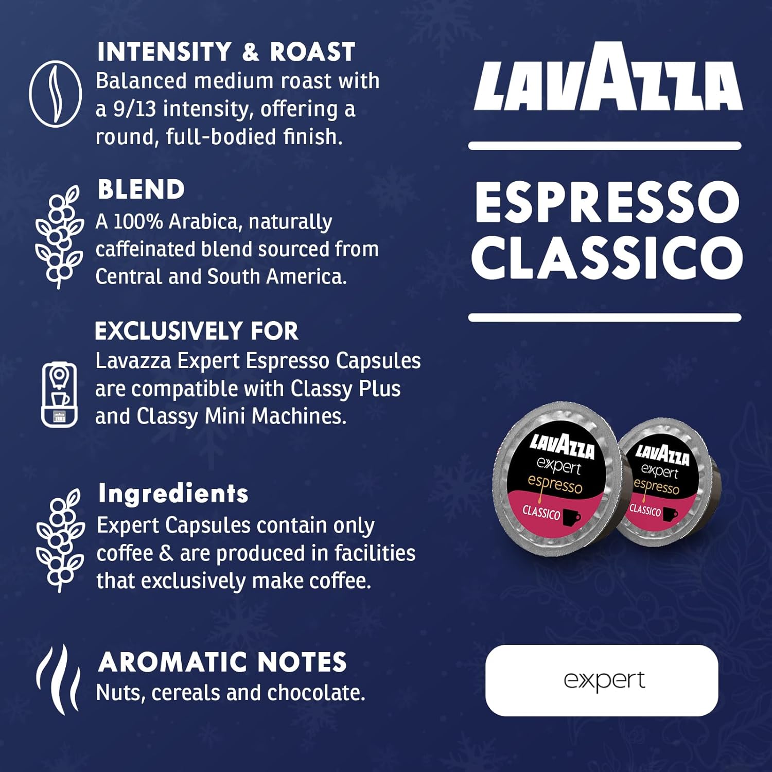 Lavazza Classy Mini Coffee Maker – 72 Count Classico Espresso Capsules – Compact Single-Serve Machine for Espresso & Lungo – Compatible Expert Pods
