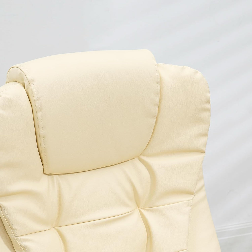 HOMCOM High Back Vibration Massage Office Chair with 6 Vibration Points, Heated Reclining PU Leather Computer Chair with Armrest and Remote, Beige