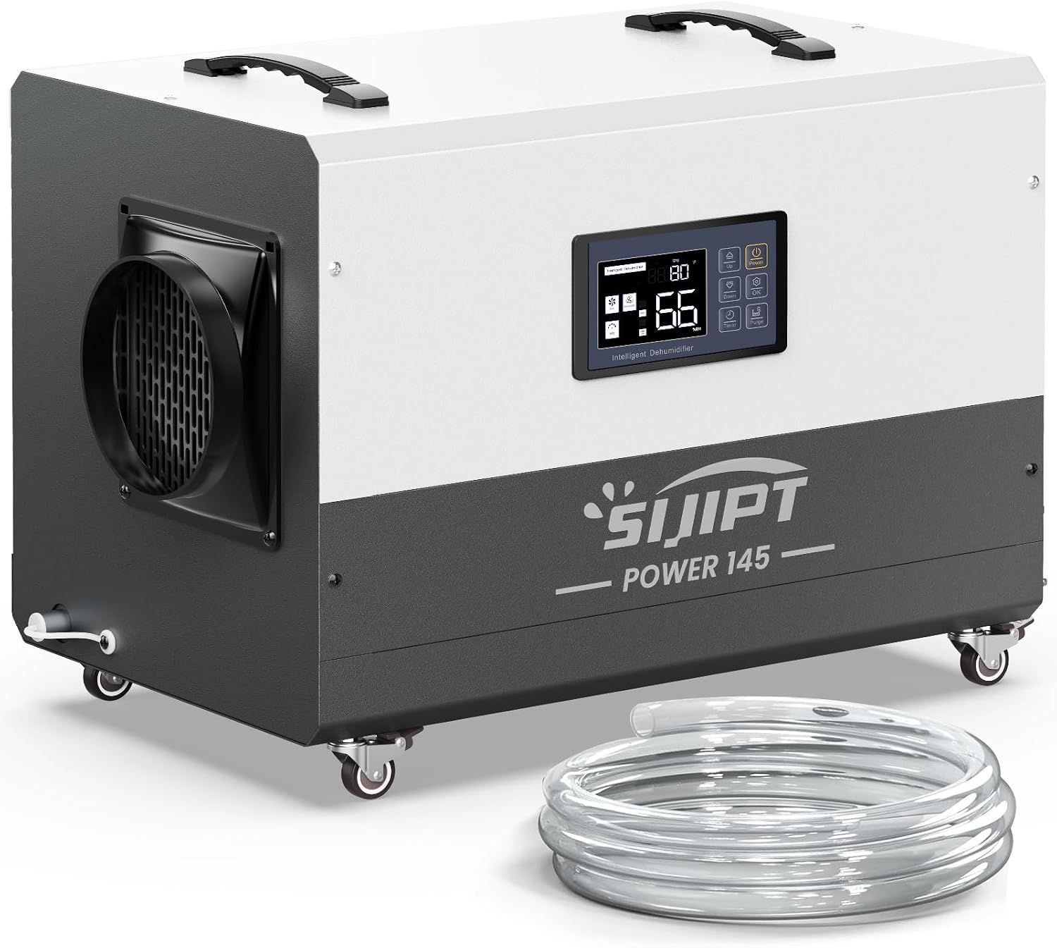 145 Pint Commercial Dehumidifier with Pump, Dehumidifiers for Crawl Space & Basement with Drain Hose, Industrial Dehumidifier with Swivel Caster for Large Space, Large Capacity, Auto Defrost