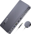 AV Access Docking Station KVM Switch 2 Monitors 2 Laptops, 4K KVM Switch Dual Monitor, 100W PD for Each PC, 1G Ethernet, EDID Emulation, Ideal for Home Office & Gaming