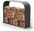 ANLEOLIFE Galvanized Steel Firewood Rack with Weatherproof Corrugated Roof (Shed-Style Log Storage), Heavy Duty Outdoor Log Holder, Rust Resistant, Trio Gray, 18'D x 54'W x 43'H