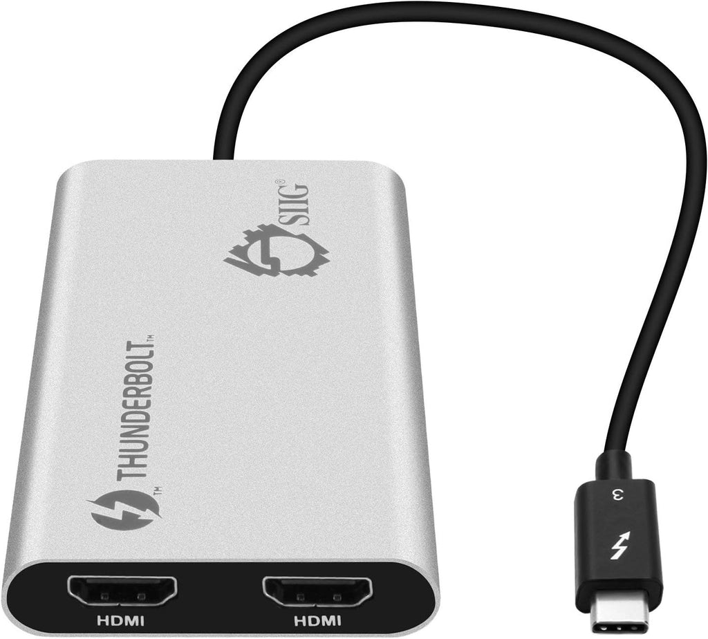 SIIG Thunderbolt 3 to Dual HDMI 2.0 Port Display Adapter at 4K 60Hz - Intel Thunderbolt 3 Certified - Windows/MacBook Pro/Chromebook/XPS/Surface Book - Supports Two 4K 60Hz Monitors Simultaneously