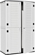 ZZM Large 67 Cu.ft Waterproof Storage Shed, Outdoor Storage Cabinet，Durable Resin Sheds for Patio Furniture, Garden Tools, Pool Accessories, Mower Storage (White)