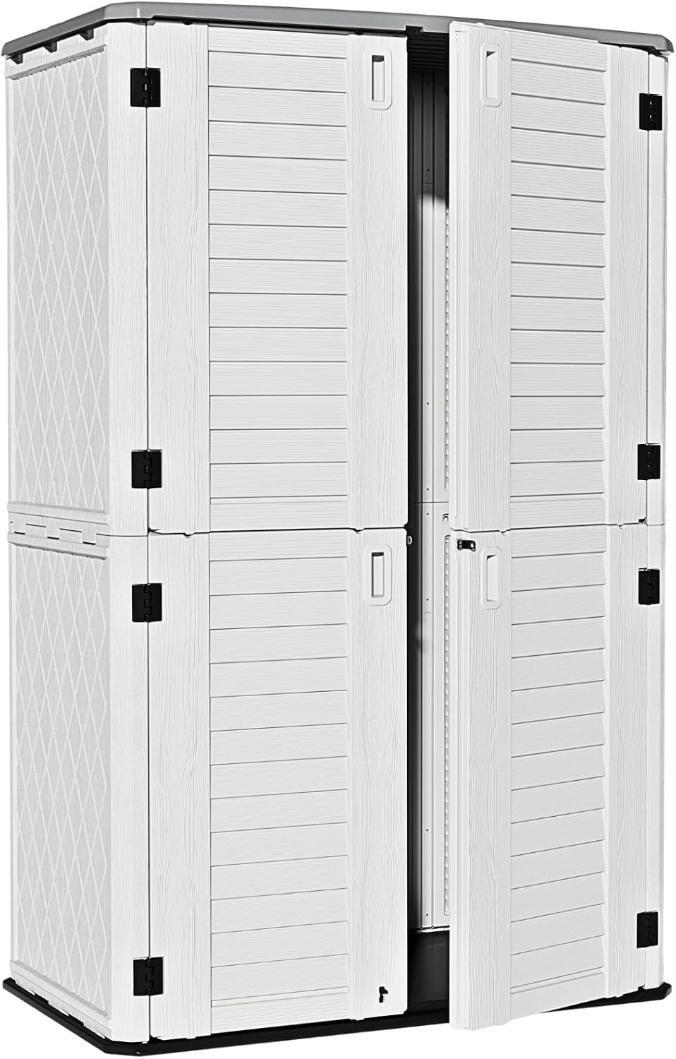 ZZM Large 67 Cu.ft Waterproof Storage Shed, Outdoor Storage Cabinet，Durable Resin Sheds for Patio Furniture, Garden Tools, Pool Accessories, Mower Storage (White)
