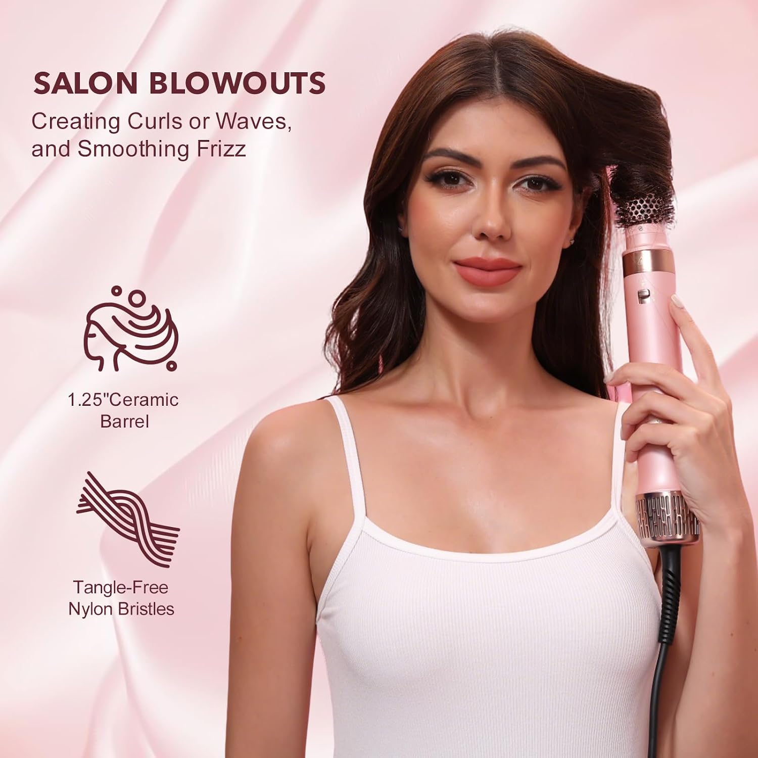 StyleVibe 6-in-1 Air Styler, Dual Voltage Hair Dryer & Blow Dryer Brush with Travel Case - Auto Wrap Curls (L/R), Fast Drying, Thermal Brush for Blowouts & Frizz-Free Volume, No Heat Damage