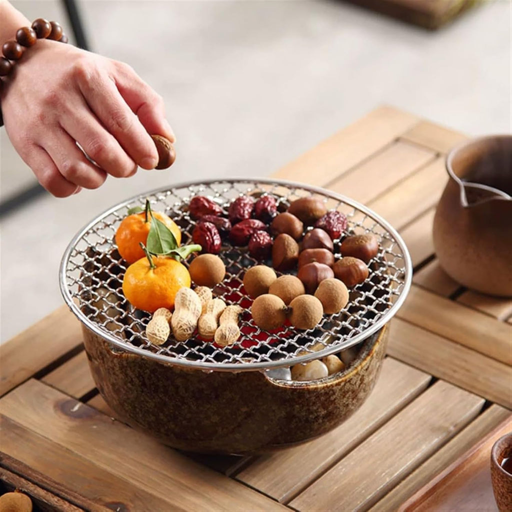 Charcoal grill,indoor bbq grill,Electric Ceramic Stove for Cooking Tea Coffee, Indoor Desktop Tea Stove Barbecue Stove with Grill Mesh for Roasting Meat Fruits Nuts Snacks Vegetables Camping Grill St