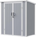 5x3 Resin Garden Sheds & Outdoor Storage on Clearance, Weather-Resistant Plastic Shed with Floor and Lockable Door for Garden Tools, Lawn Mower, Bike, Backyard Organization, Aritic Light Grey