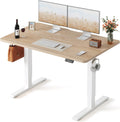FEZIBO 55 x 24 Inchs Electric Standing Desk, Height Adjustable, Sit Stand Up, Computer Office Desk with Splice Board, White Frame/Maple Top