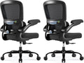 TRALT Ergonomic Office Chair - Desk Chair with Adjustable Headrest Lumbar Support Computer Chair - Mesh Comfy Chair with Flip-up Armrests - Gaming Chair for Adults Home Office PU, Black, Pack of 2