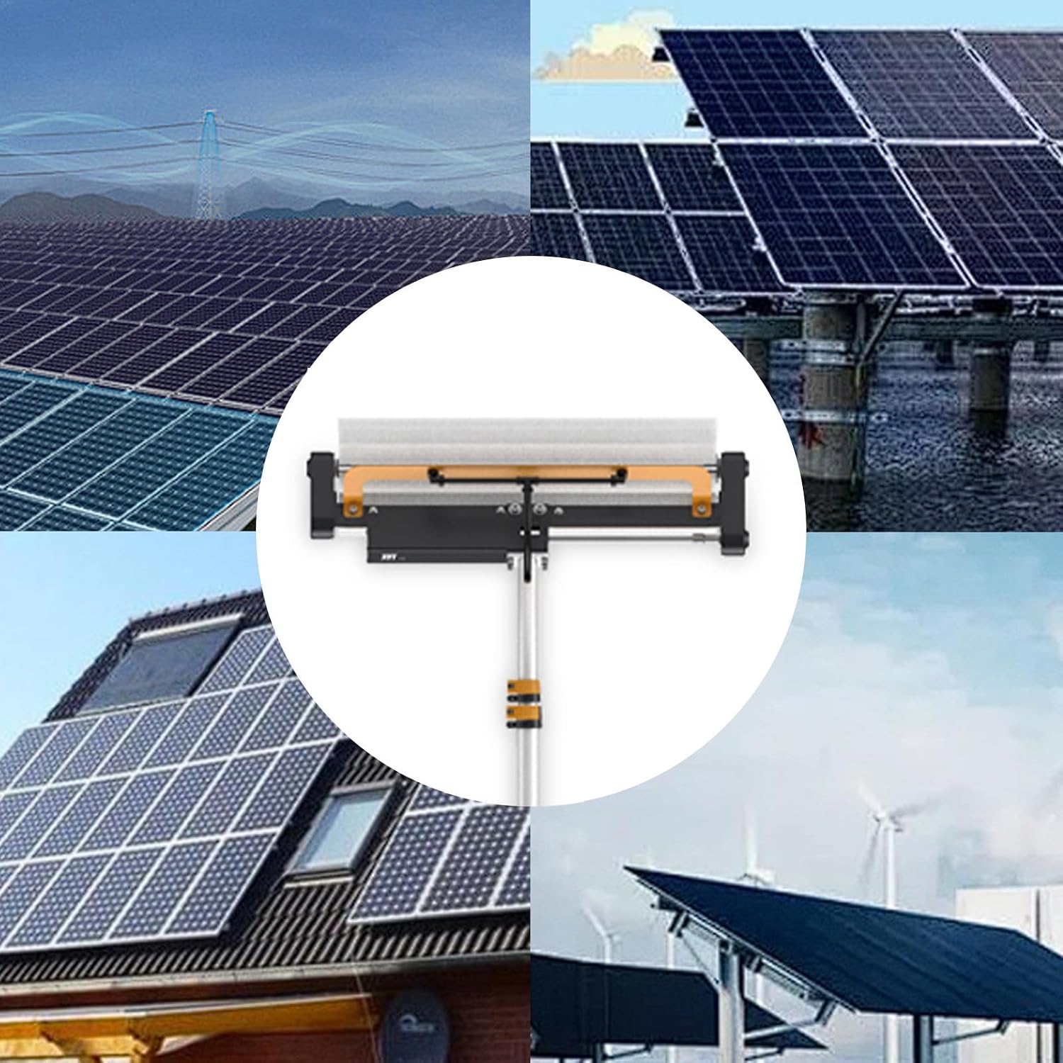Electric Solor Panel Cleaning Roller Brush, Automatic Water Supply Cleaning Tool, Photovoltaic Panel Cleaner, Dry Cleaning No Water Brush,Mains