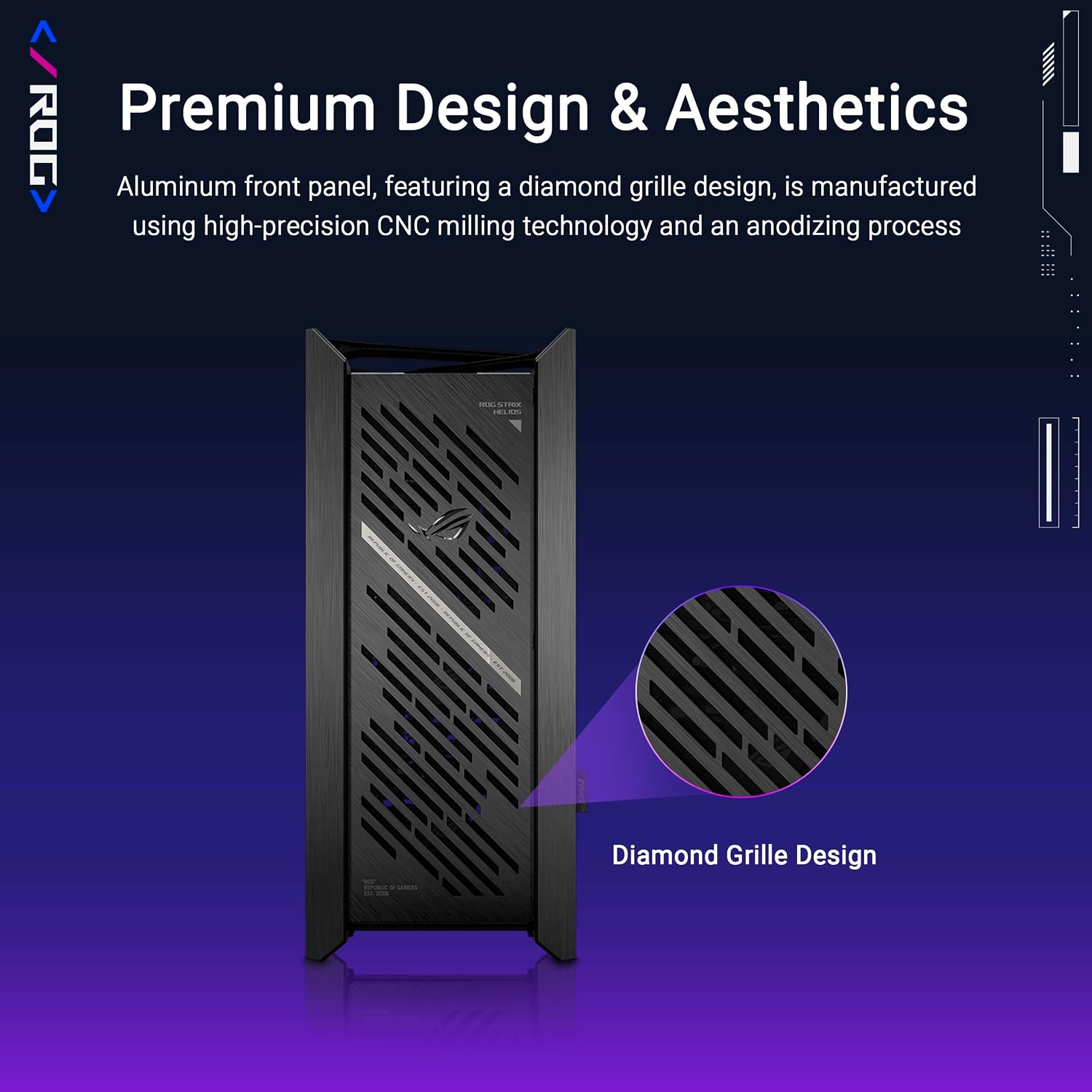 ASUS ROG Strix Helios II EATX mid-Tower Gaming PC case, with Dual Tempered Glass Side Panels, Support for Graphics Cards up to 450mm Long, Graphics Card Braces and Support for up to 420mm radiators