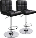 Leopard Bar Stools, Modern PU Leather Adjustable Swivel Bar Stool with Back, Set of 2 (Black)