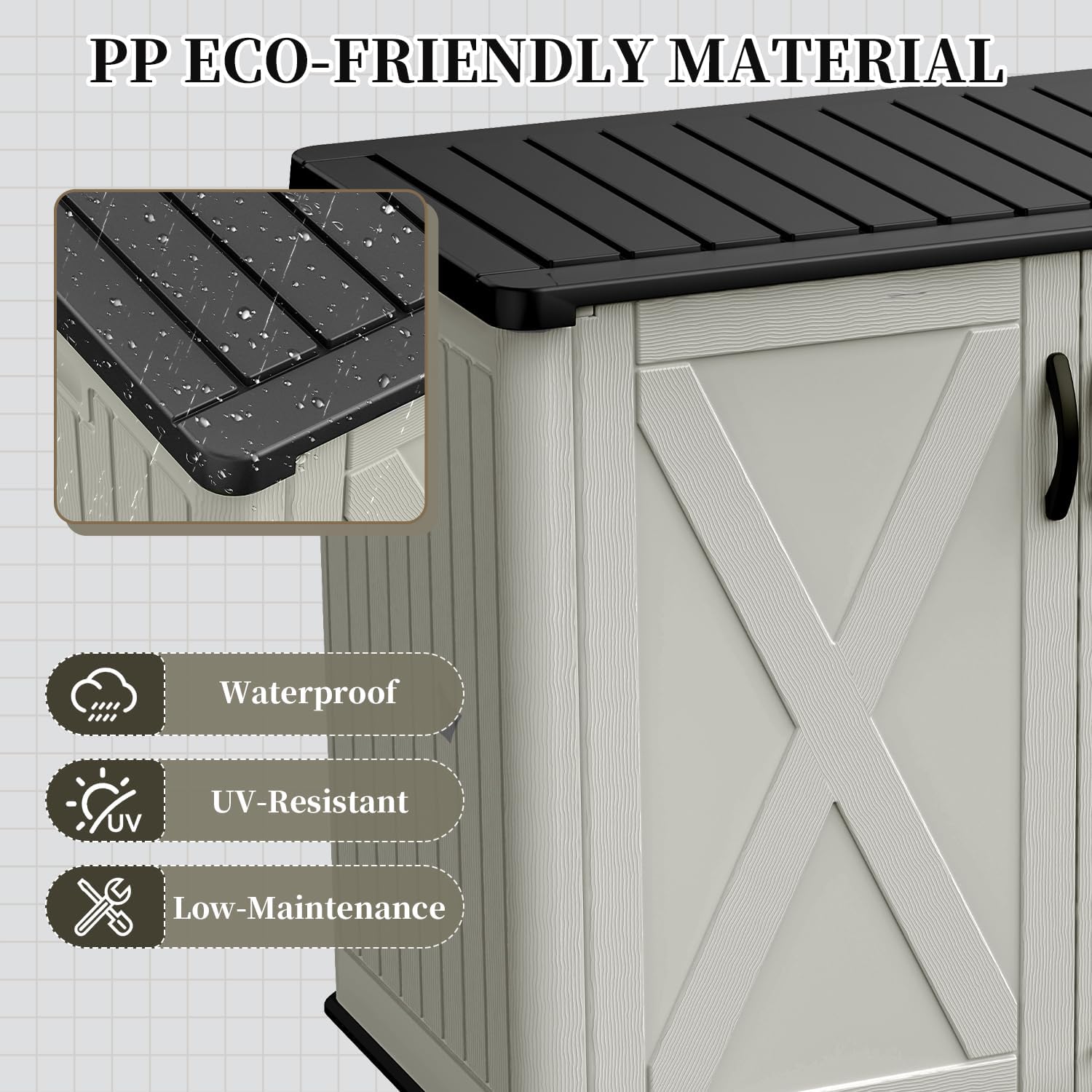 Patiowell 25 Cu.ft Outdoor Storage Cabinet with Lockable Door, Waterproof Horizontal Storage Shed for Tools and Patio Furniture, All-Weather Resin Shed Easy Assemble for Pool or Backyards, Brown