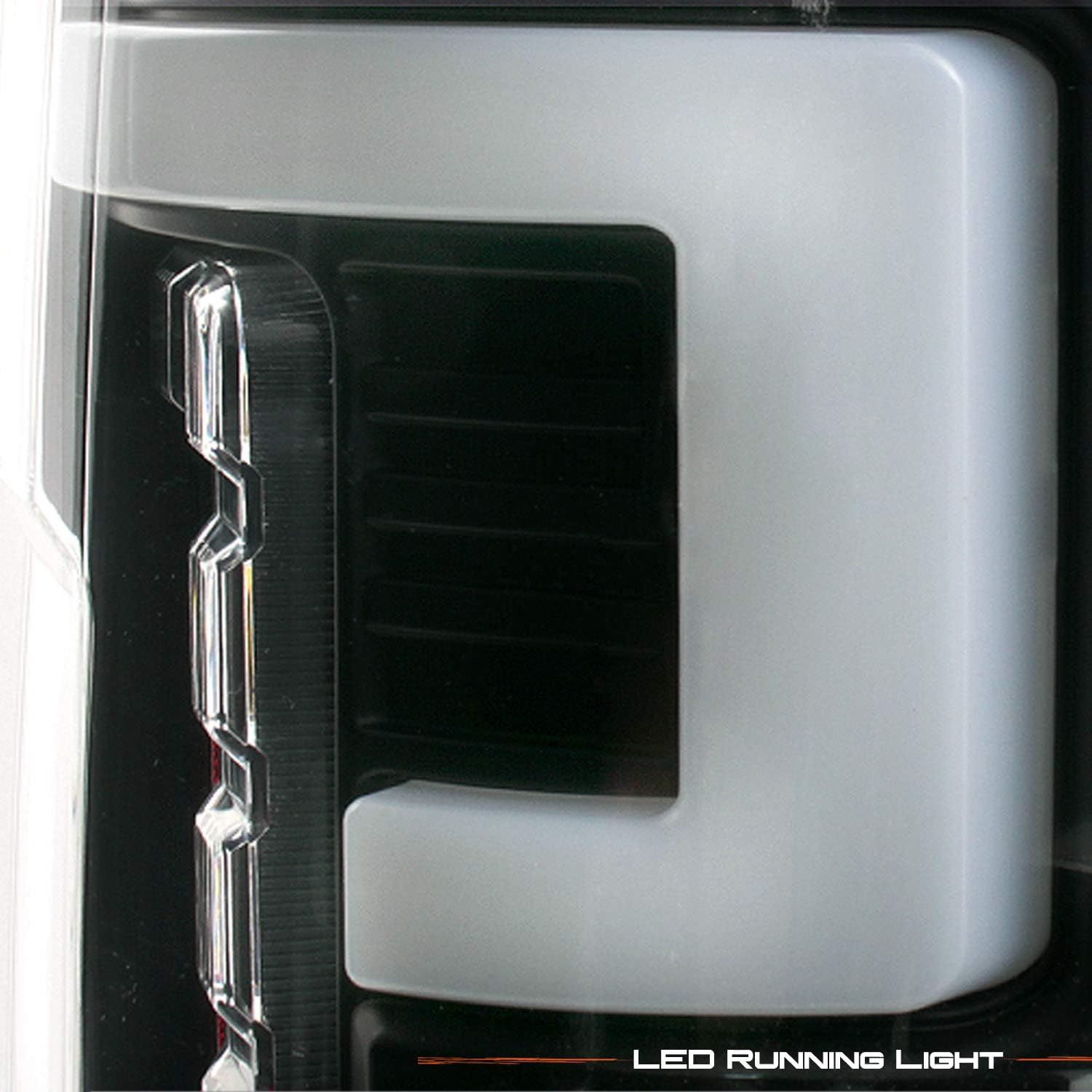 AKKON - Fits 17-19 Ford F250 F350 F450 Super Duty LED Stripe Tube Bar [Blind Spot Monitor] Black Tail Lights Left+Right Pair