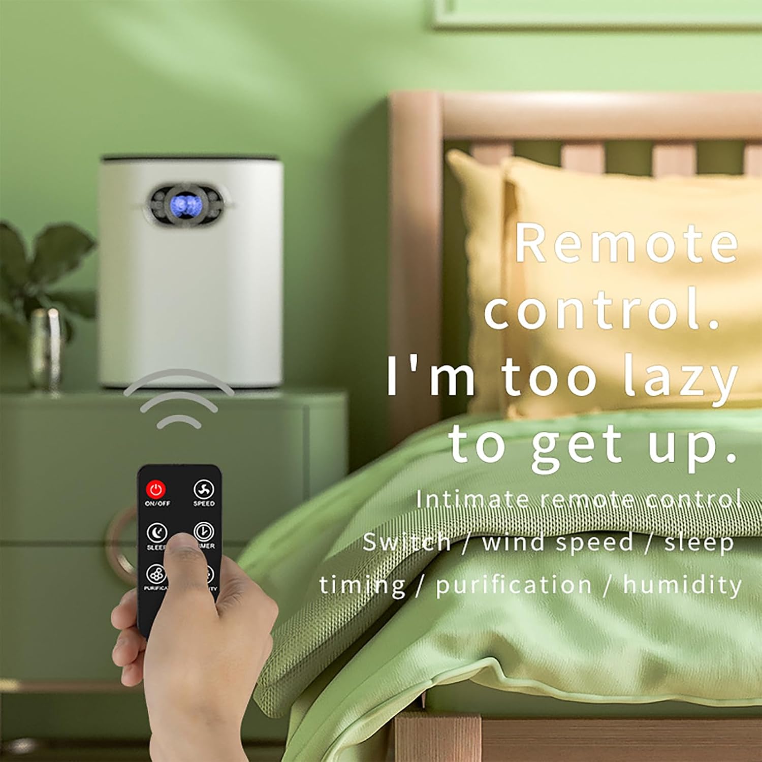ERICAT Dehumidifiers for Home, Portable Air Purifying Dehumidifier with LED Display Screen and Remote Control, 1200ML Tank Capacity and 2 Working Modes, Auto Power Off and Low Noise, for Bedroom
