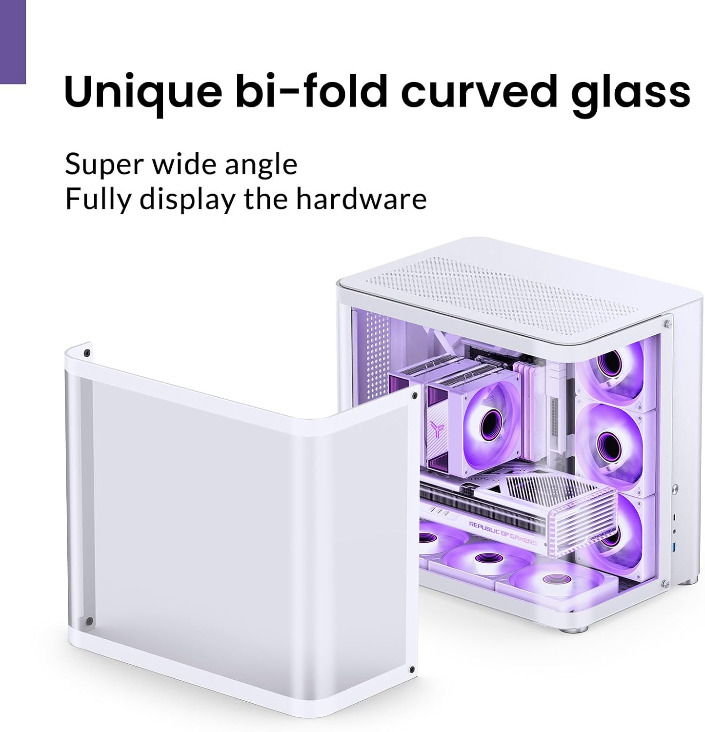 JONSBO TK-2 White ATX Mid-Tower Pc Case,Hyperboloid Glass Design, Separated Cabinet Structure, Al Alloy Shell Desktop Computer Case, Support BTF Motherboard/ATX Power supply/360 AIO,White