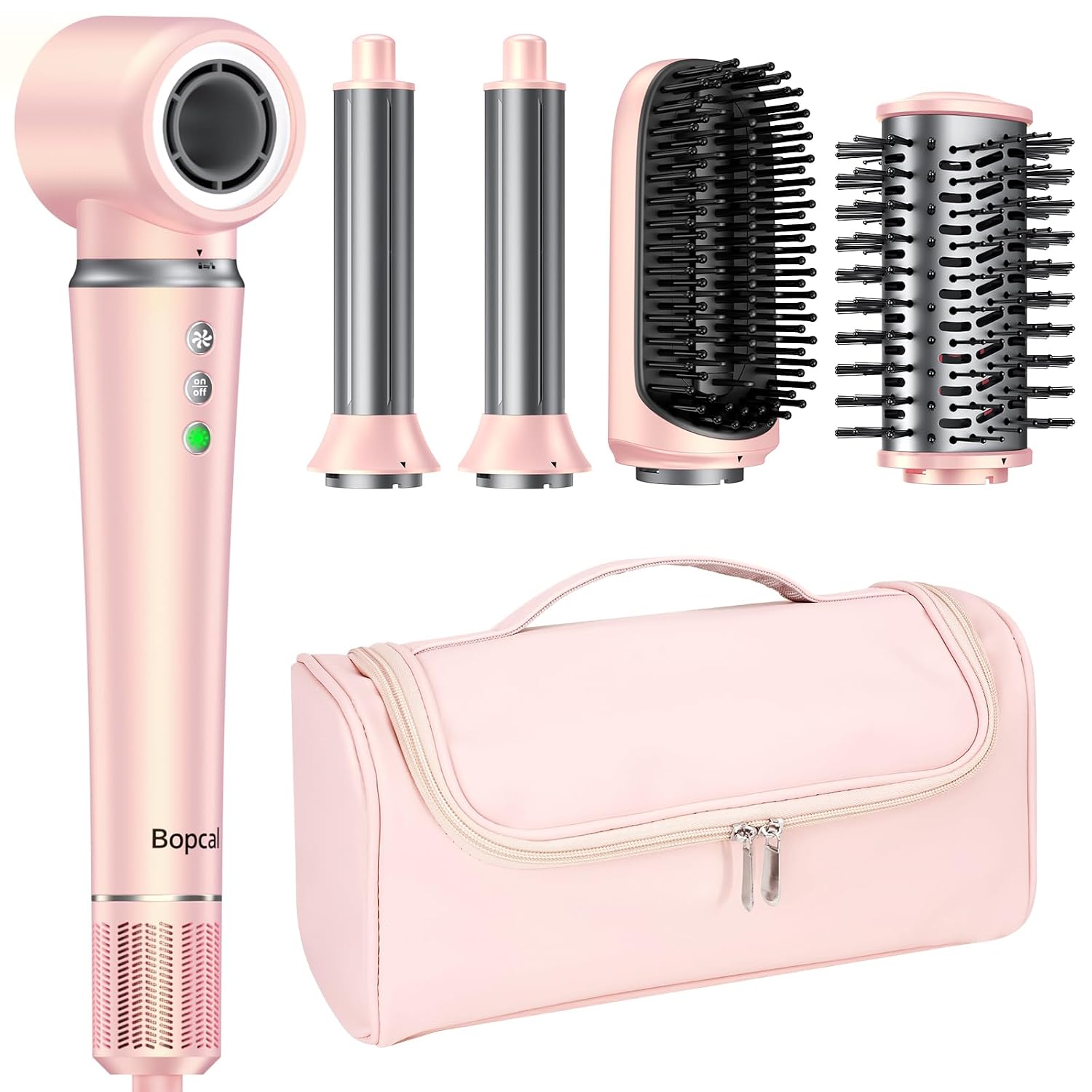 5 in 1 Hot Air Styler Wrap with Travel Bag- Professional High-Speed Hair Dryer Brush with Auto Wrap Curlers, 300 Million ions Frizz-Free and Fast Drying for Multiple Style, No Heat Damage, Gift Idea