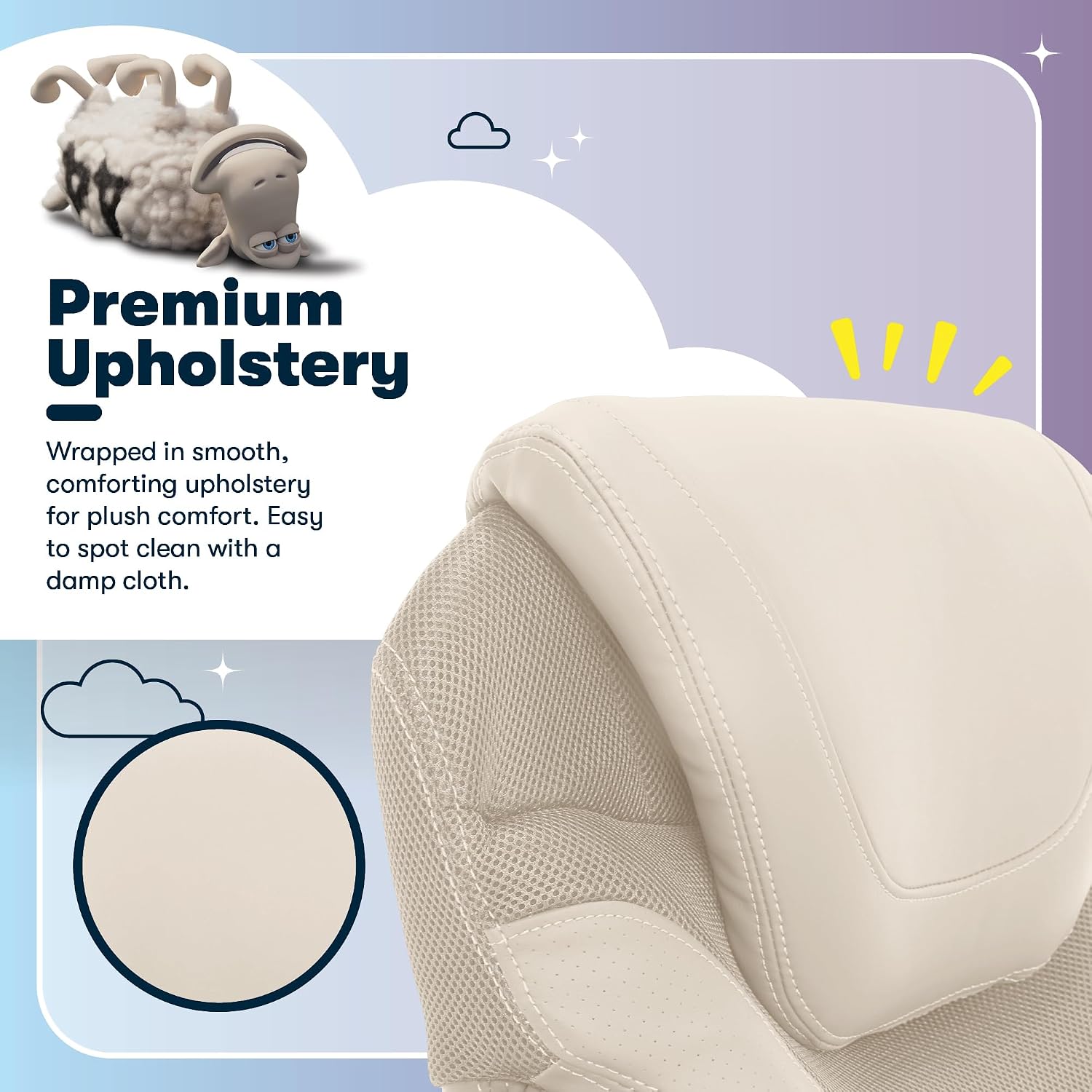 Serta Bryce Executive Office Chair - Ergonomic Computer DeskChair with Lumbar Technology - Adjustable Height - Memory Foam Body Pillows - 360° Swivel Rolling Base - Bonded Leather - Cream