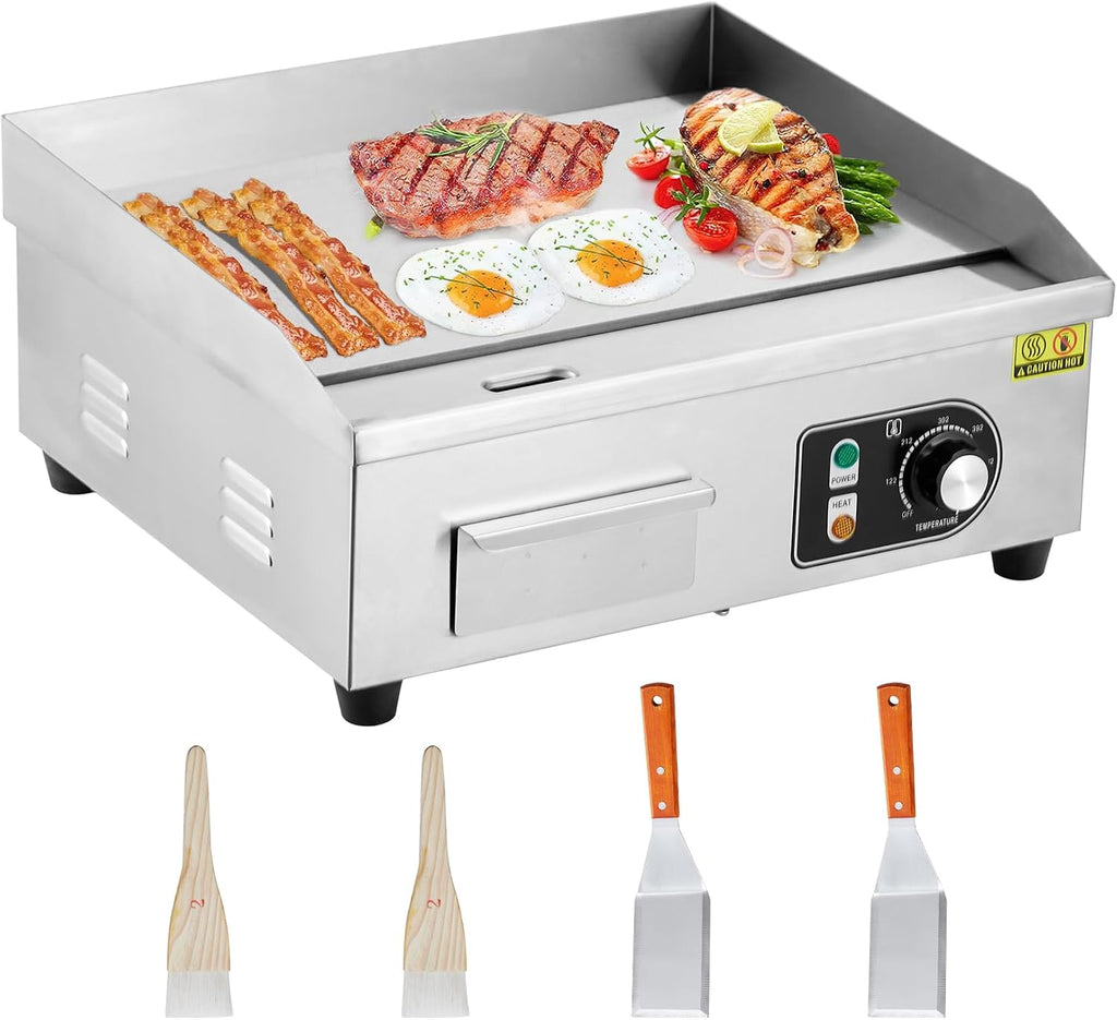 GarveeTech 30 in Commercial Electric Grill 3000W Electric Countertop Grill Non-Stick Electric Grill Plate 110V Teppanyaki Flat Grill Stainless Steel Adjustable Temperature Control 122°F-572°F