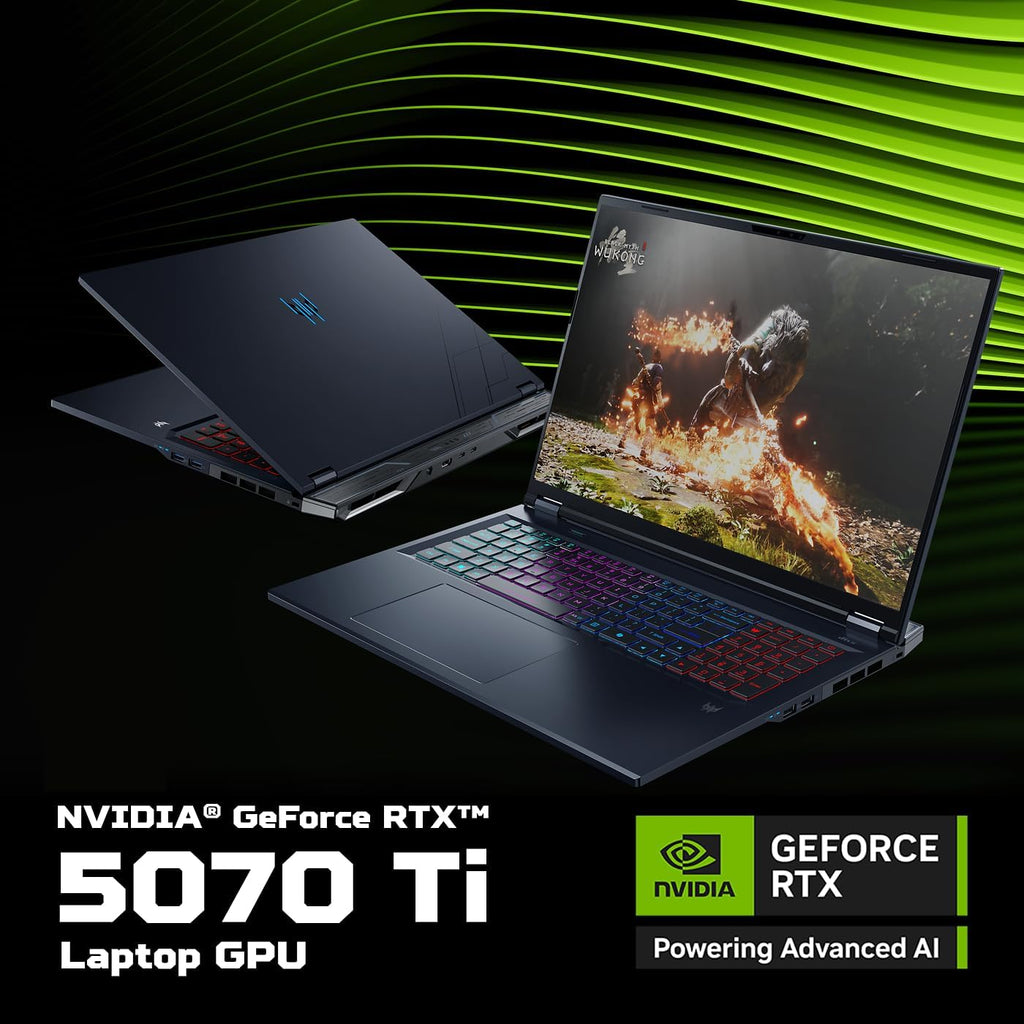 acer Predator Helios Neo 18 AI Gaming Laptop | Intel Core Ultra 9 Processor 275HX | NVIDIA GeForce RTX 5070 Ti | 18' WQXGA 240Hz G-SYNC | 16GB DDR5 | 1TB Gen 4 SSD | Killer Wi-Fi 6E | PHN18-72-92Y3