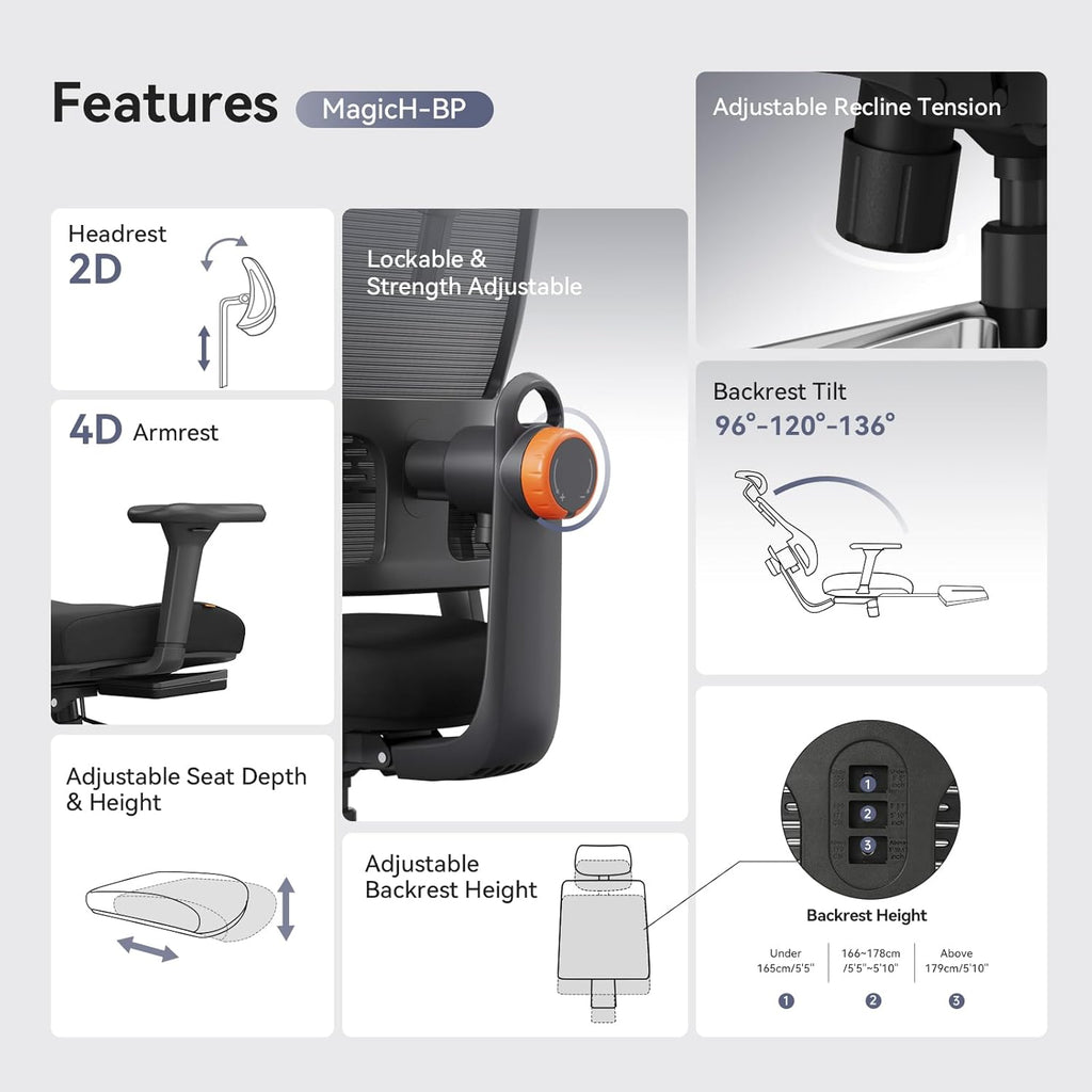 Newtral Ergonomic Office Chair, Ergonomic Mesh High Back Desk Chair, Computer Task Chair, with Footrest, Adaptive Lumbar Support