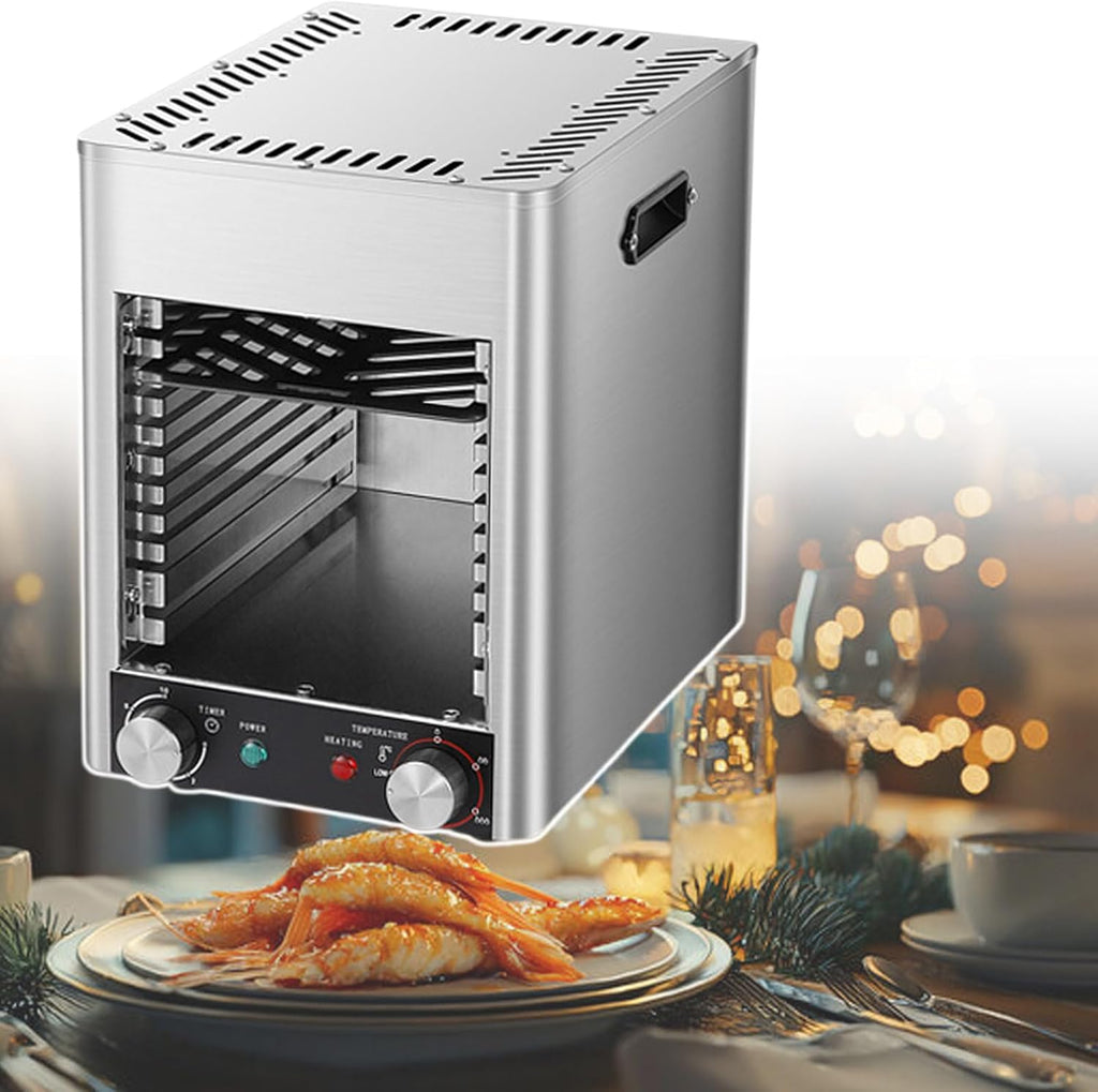 Electric Steak Grill Indoor, 1700W Steak Broiler,With Tray/Baking Tray,800℃ Adjustable Temperature & 10Min Timer,110V