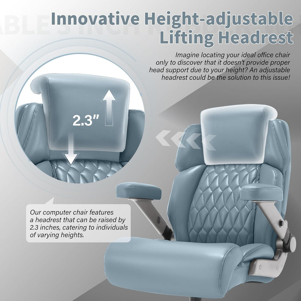 Big and Tall Office Chair 700lbs - Adjustable Headrest&Lumbar Support, 3D Flip Arms, Large Wheels &Heavy Duty Metal Base, Ergonomic High Back Computer Chair Desk Chair, Thick Padded Extra Wide Seat