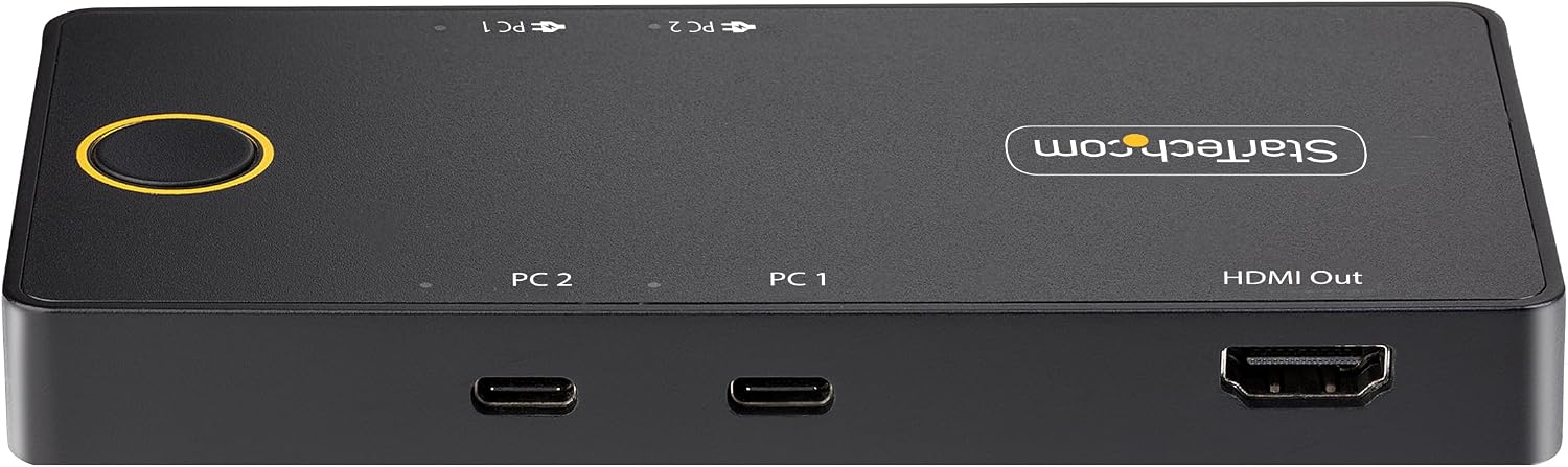 StarTech.com 2-Port USB-C KVM Switch, Single-4K 60Hz HDMI Monitor, 100W Power Delivery Pass-Through for Each Laptop/Tablet, Bus Powered, USB Type-C/USB4/Thunderbolt 3/4 Compatible, TAA