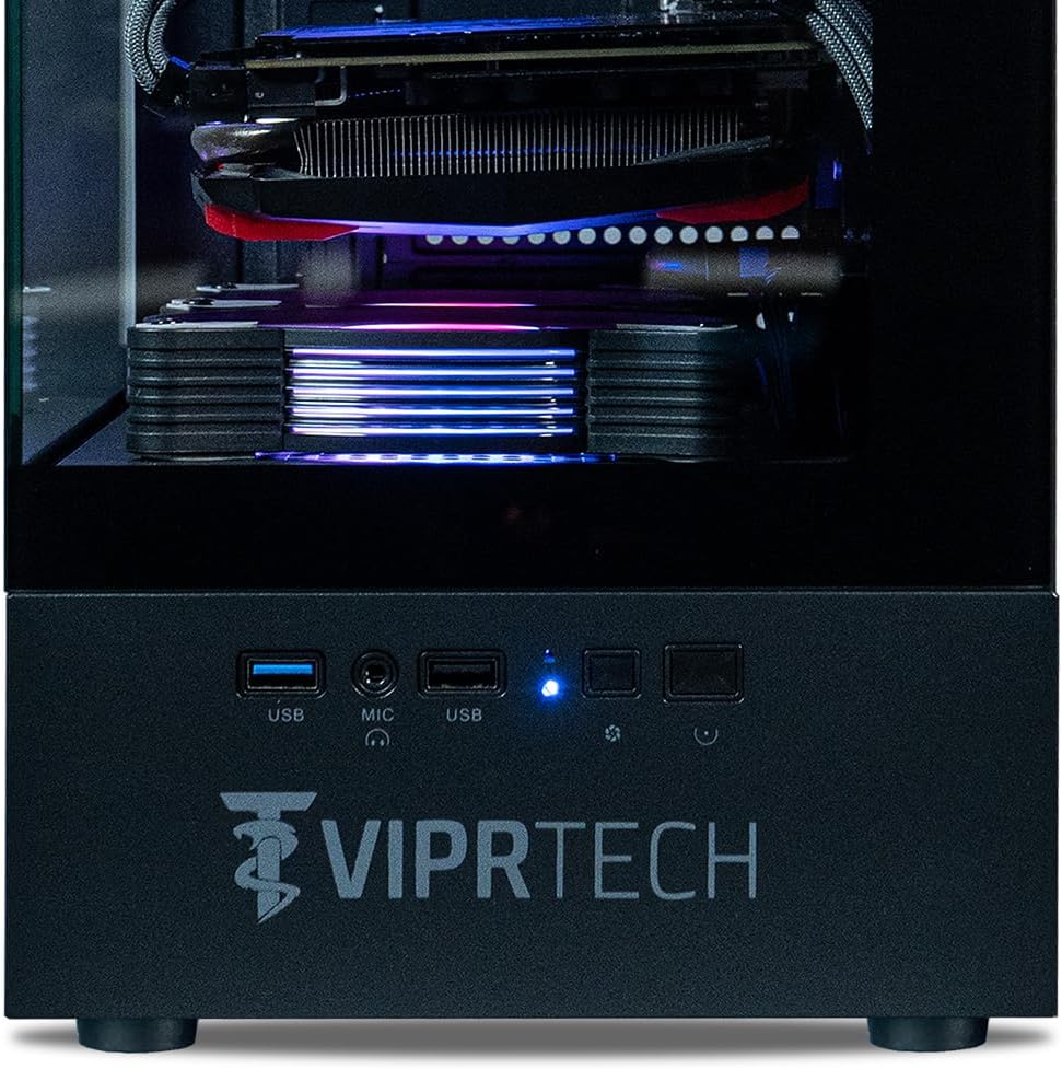 ViprTech Stryker 1.0 Gaming PC - Intel i5-9400F (4.1GHz Turbo), AMD RX 580 8GB, 16GB DDR4, 500GB SSD, WiFi BT, Win 11 Pro, RGB, Desktop Computer Prebuilt, Black