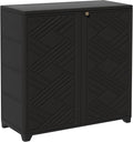 ADDOK Indoor Outdoor Plastic Storage Cabinet 34'x15'x34', Outdoor Storage Shed for Living Room, Hallway, Balcony, Garage, Garden, Backyard-Black（W/O Shelf）