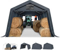PHI VILLA 13X22ft Carport, Portable Garage Carports Outdoor Storage Shelter Shed Garage Canopy with Rollup Zipper Doors & Waterproof UV Resistant Garages Tent for Cars,Boats,Tools, Motorcycle, Gray