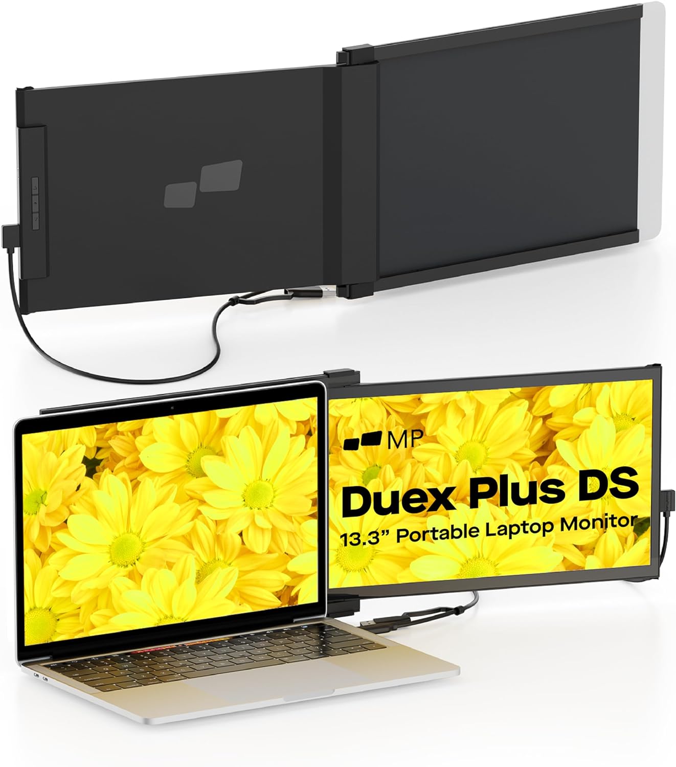 Duex Plus DS Portable Monitor - 2026 Mobile Pixels 13.3' FHD 1080P Laptop Monitor, USB Type-C/HDMI Plug and Play Laptop Monitor Extender for 13'-14.5' Laptops, Windows/macOS/Android/Switch Compatible