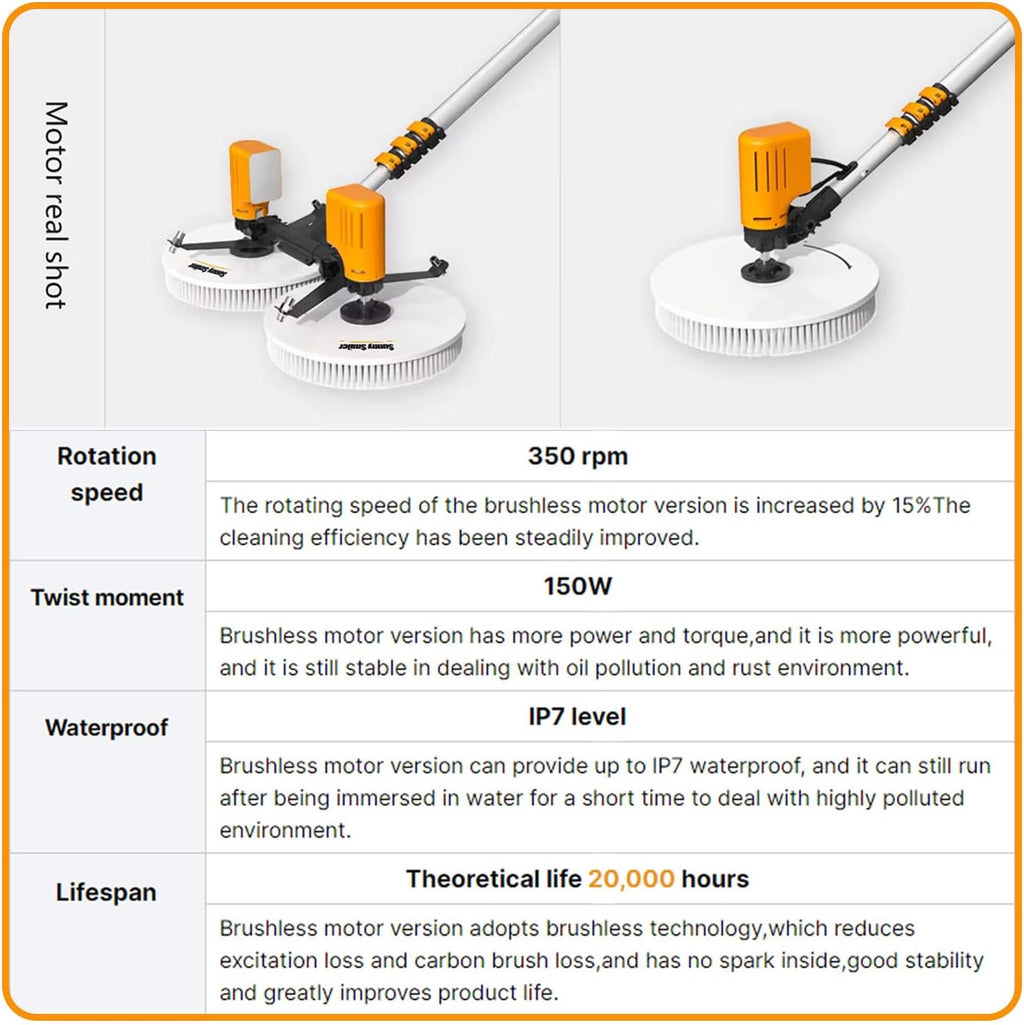 Electric Single Head/Dual Head Solar Panel Cleaning Brush,Single Brush Head Adaptive Angle,Dual Brush Head Water Curtain Quick Cleaning Design,Doublehead-3.5M
