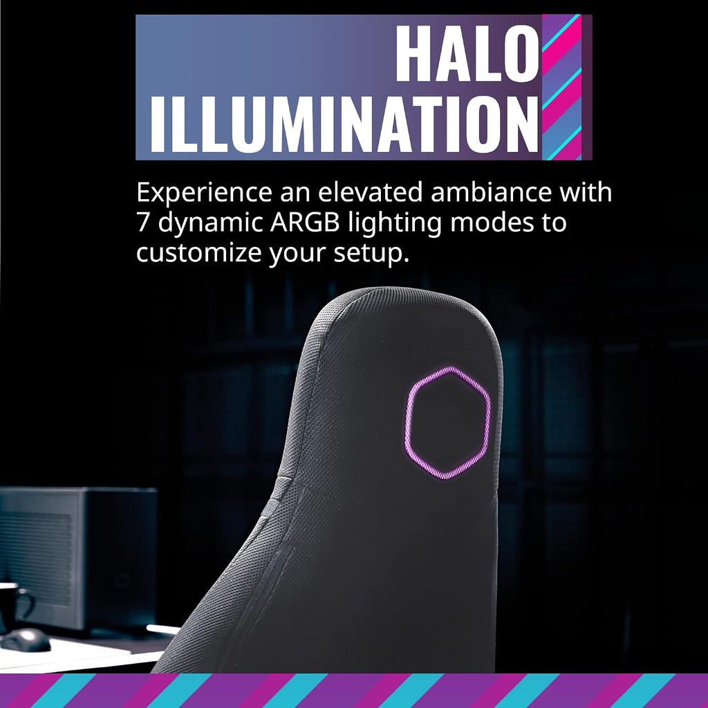 Cooler Master Synk X Lunar Gray Ergonomic Real-Time Tactile Immersion Chair, Retractable Leg Rest, All-in-one Controller, Breathable Fabric, Stable Rolling Base, Solid Structure (IXC-SX1-I-US1)