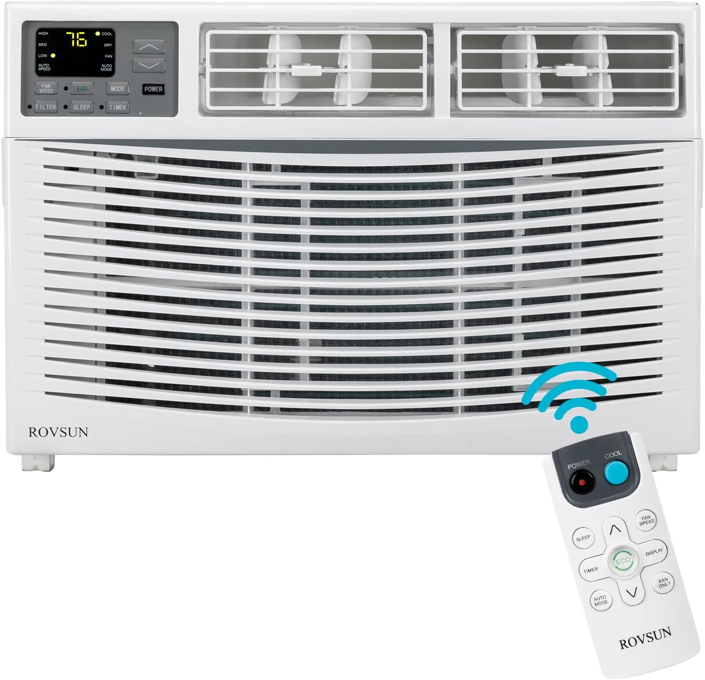 ROVSUN 18000 BTU Air Conditioner Window Unit, 3-in-1 Window AC Unit Cooler, Dehumidifier & Fan with Timer, Remote Control & Installation Kit, Cooling Rooms up to 1000 Sq. Ft, 230V/60Hz, White & Grey