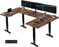 VIVO Large U-Shaped 83 x 60 in Electric Standing Desk, Memory Height Adjustment, Rustic Vintage Brown Top Black Frame, DESK-E4UBN