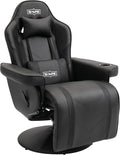S*MAX Gaming Recliner Chair for Adults Racing Style Ergonomic High Back Swivel PU Leather Gaming Chair with Adjustable Backrest and Footrest Cup Holder Side Pouch Black