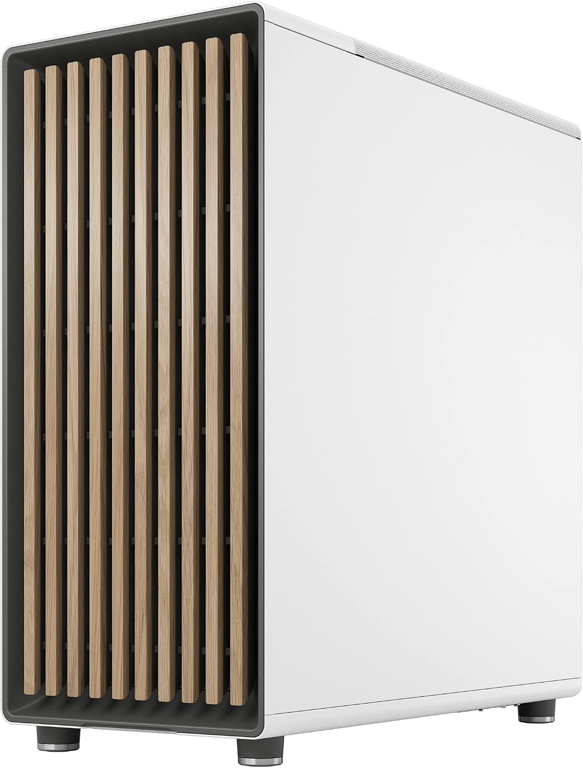 Fractal Design North Chalk White - Genuine Oak Wood Front - Mesh Side Panels - Two 140mm Aspect PWM Fans Included - Type C USB - ATX Airflow Mid Tower PC Gaming Case