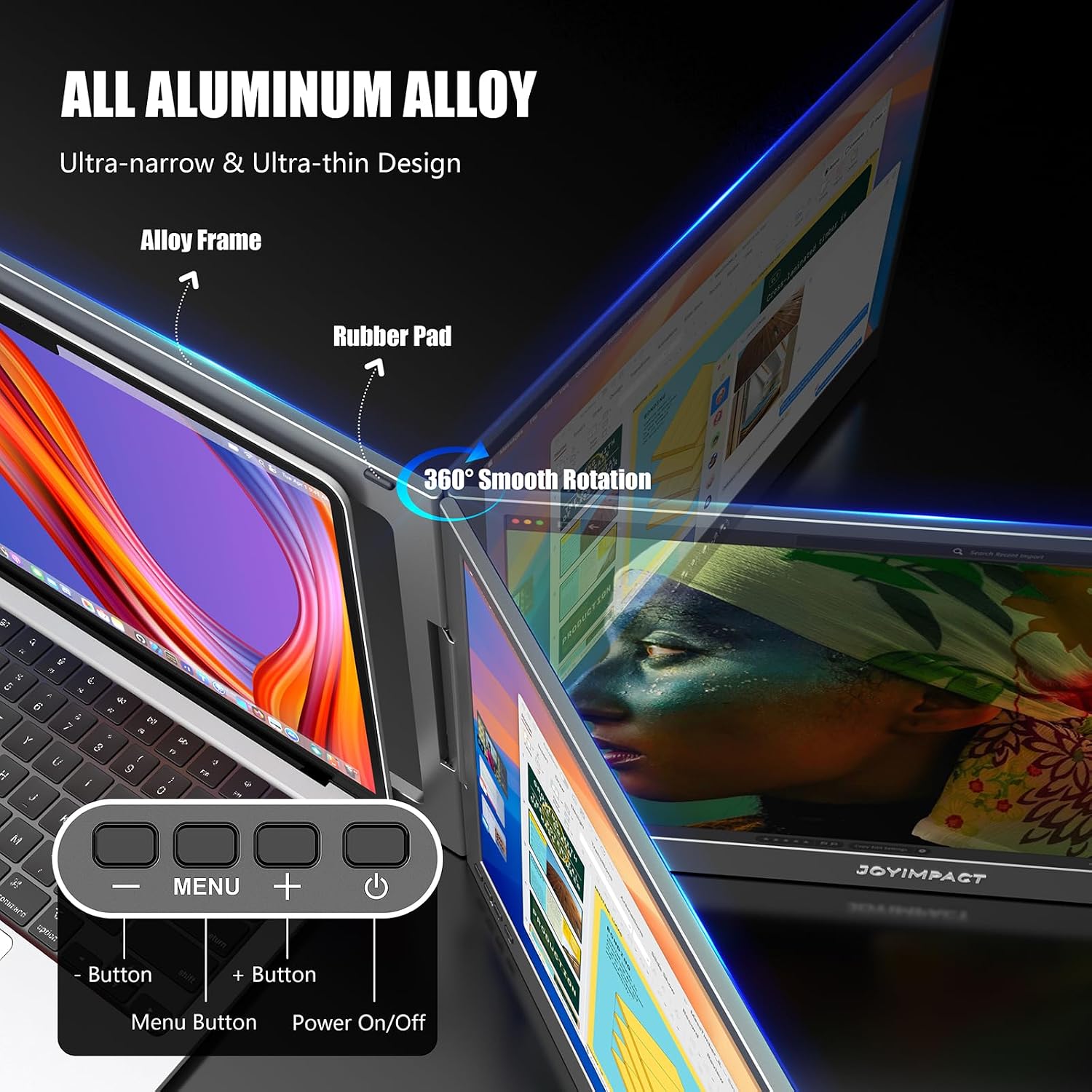 Dual Screen Laptop Monitor Extender, 15.6' Fully Compatible Laptop Triple Screen Extender, FHD 1080P IPS Portable Monitor for Laptops 12~17 inch, Plug & Play with USB-C for Win/Mac/PS5/Switch/PS4