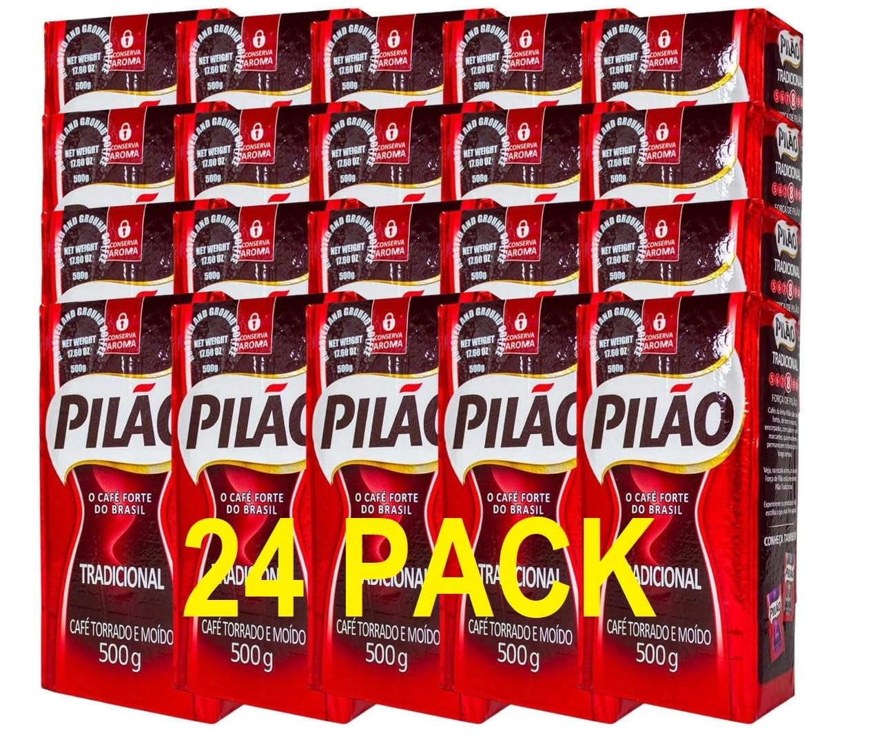 Pilão Roasted and Ground Coffee - 17.6 oz - Café Pilão Torrado e Moído - 500g