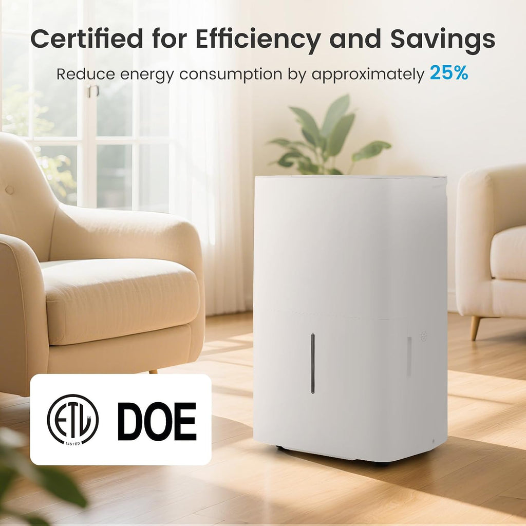 DORTALA 150 Pints Dehumidifier for 7000 Sq.Ft Large Rooms, Basement, Bathroom, Home Dehumidifier with Pump, Drain Hose, 2 Modes, 24H Timer, 2.4 Gal Water Tank, Auto Defrost, White