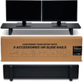 ULTRARM Moodular Wooden Monitor Stand 45.6' (116cm) Large Desk Organizer with Metal Slide Rails for Drawer, Tray, Laptop, Tablet, Phone & Headphones Customizable Riser for Organized Workspace Black