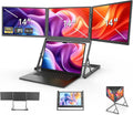 14 Inch Laptop Screen Extender, Portable Triple Monitor for 11-17 Inch Laptops, 1920x1200 IPS Foldable Display with 360° Rotation, USB-C (DP Alt Mode) and HDMI for Windows and Mac