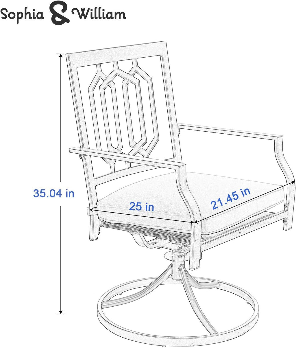 Sophia & William Outdoor Metal Swivel Chairs Set of 4 Patio Dining Rocker Chair with Cushion Furniture Set for Garden Backyard Bistro, 300 lbs