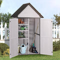 Outdoor Storage Shed with All Around Strong Metal Frame, Garden Shed with Floor, Wooden Tool House with Adjustable Shelfs, for Backyard Garden Patio Lawn (Grey, Extra Large)