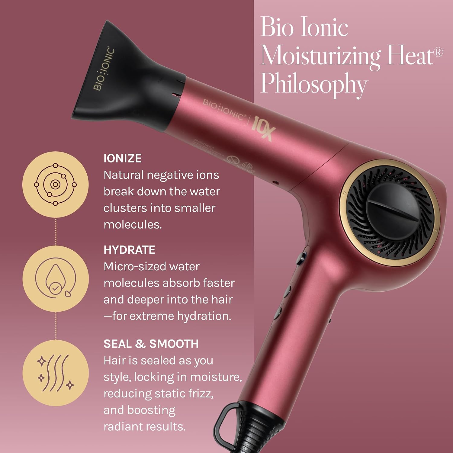 Bio Ionic 10X Ultralight Speed Hair Dryer, Blow Dryer with Adjustable Heat & Speed, Memory Function, Professional Hair Styling Tool for Fast, Frizz-Free Hairstyles