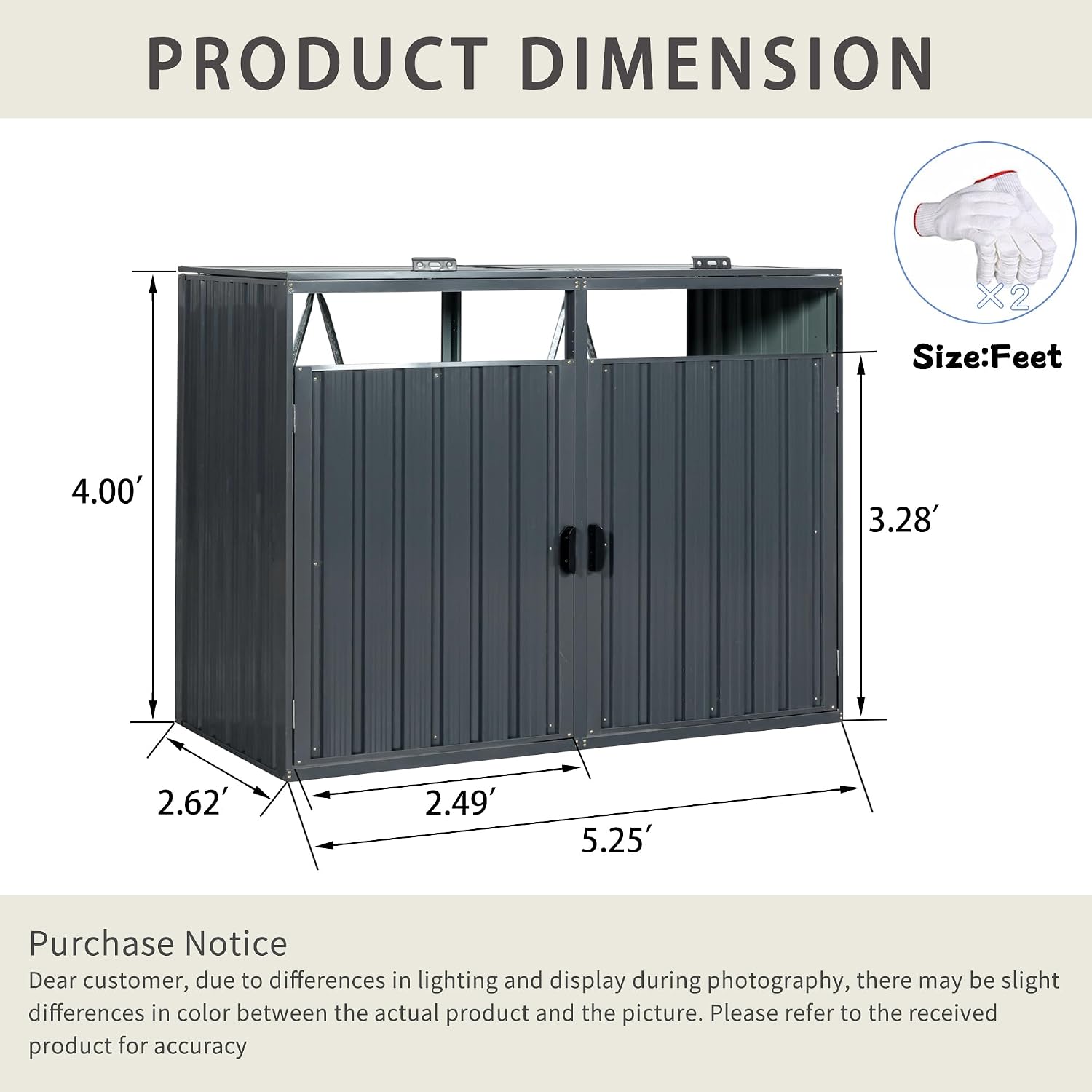 Outdoor Trash Can Storage, Garbage Bin Shed Stores 3 Trash Cans, Metal Outdoor Storage Shed for Garbage Cans, Garden Accessories, Backyard, and Patio Use, Lockable, Black