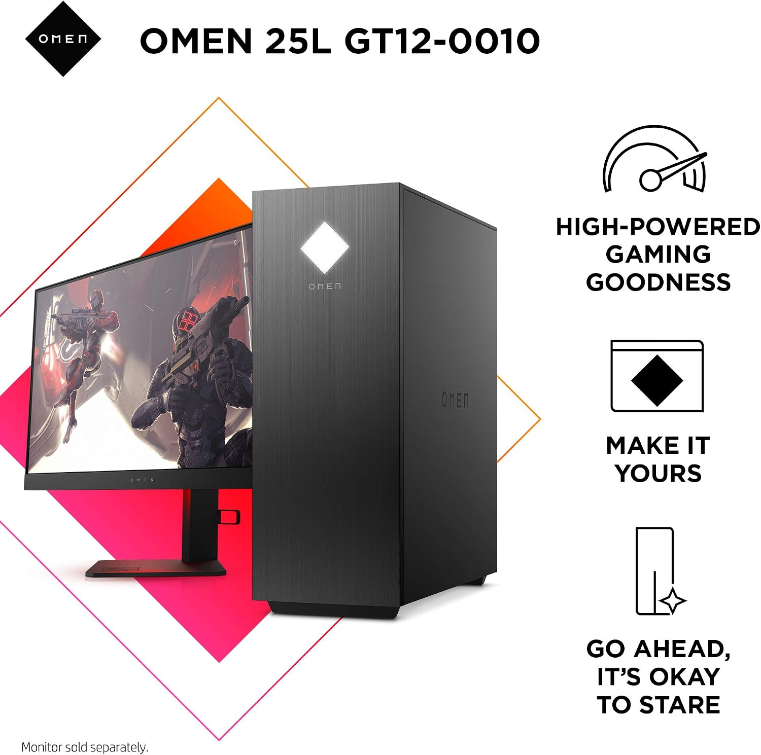OMEN 25L Gaming Desktop PC, AMD Radeon RX 5500, AMD Ryzen 5 3500, HyperX 8GB DDR4 RAM, 512GB PCIe NVMe SSD, Windows 10 Home, VR Ready, RGB Lighting (GT12-0010, 2020 Model)