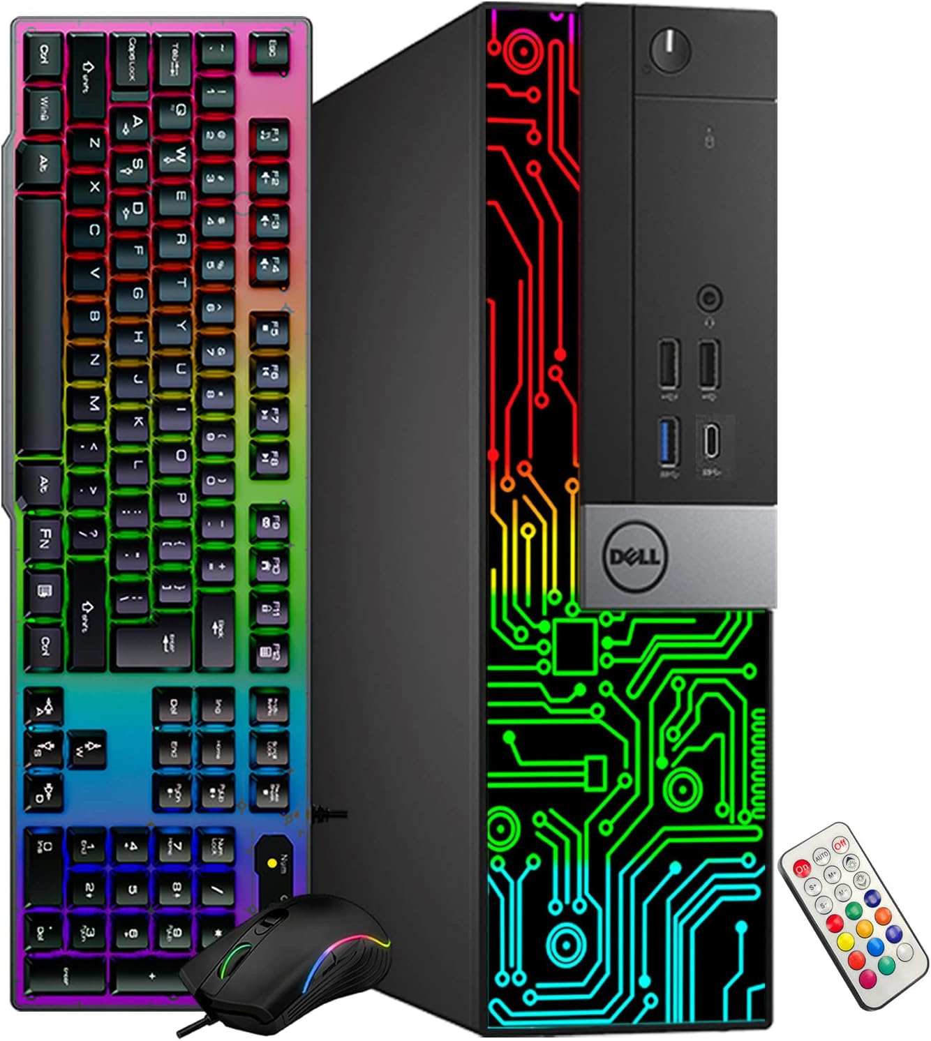 Dell Computer Desktop PC, Intel Core i5-6500, 16GB RAM, 512GB M.2 SSD (Fast Boot), 1TB HDD, RGB Gaming Keyboard Mouse, WiFi, Windows 11 Professional (Renewed)